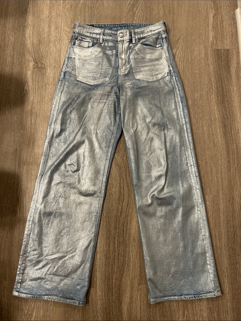 American Eagle Outfitters - Metallic Super High-Rise Baggy Wide Leg Jeans